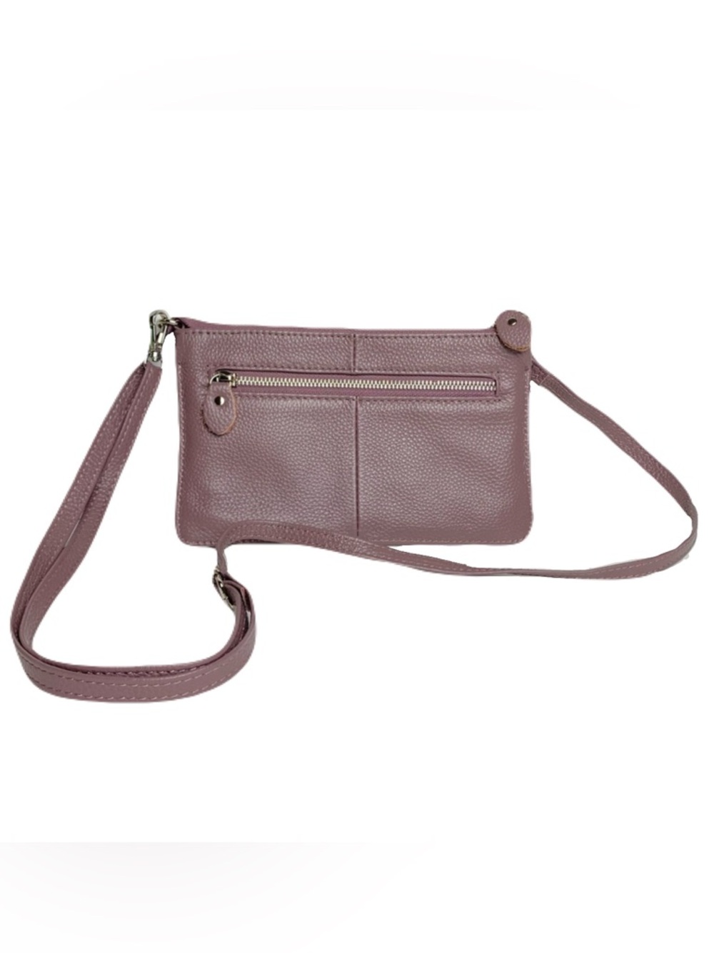 Befen Pebbled Leather Dusty Purple Clutch Crossobody Purse 9"‎ x 5.5"